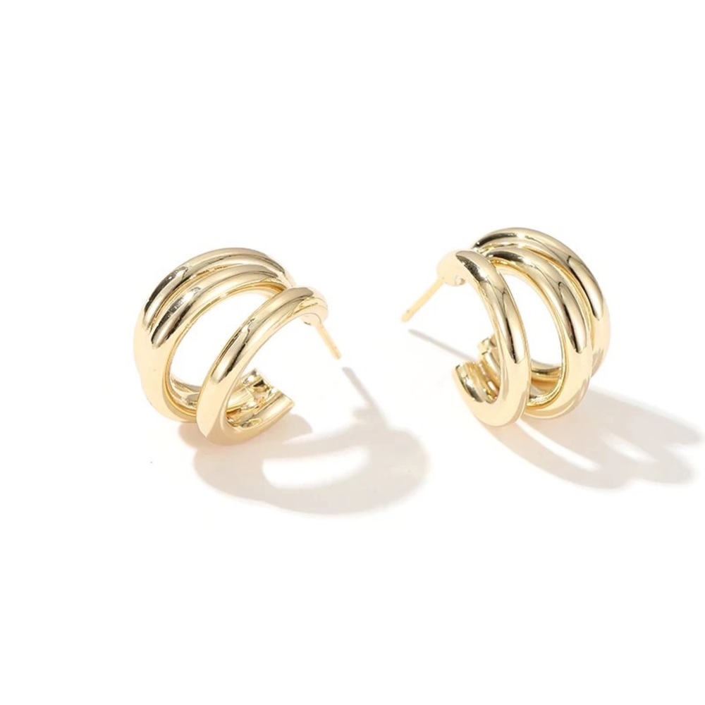 Gold Color Hoop Earrings - Picture 6 of 7